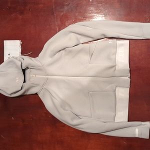 Under armor size small zip up special material gray hoodie